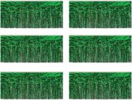 🎉 beistle green metallic plastic tinsel fringe drape curtains photo booth backdrop hanging decorations for engagement, baby shower, christmas, anniversary, wedding, birthday parties - 6 piece set, 15" x 10' logo