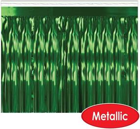 img 2 attached to 🎉 Beistle Green Metallic Plastic Tinsel Fringe Drape Curtains Photo Booth Backdrop Hanging Decorations for Engagement, Baby Shower, Christmas, Anniversary, Wedding, Birthday Parties - 6 Piece Set, 15" x 10'