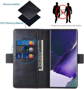 img 2 attached to 📱 Genuine Leather RFID Blocking Wallet Case for Samsung Galaxy Note 20 Ultra 5G - KEZiHOME Credit Card Slot Flip Magnetic Stand Case - Black/Brown