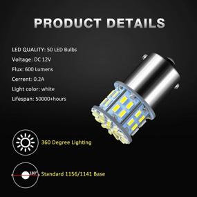 img 2 attached to 💡 Лампы ACOHUIKE BA15S LED Super Bright 3014 50-SMD LED, замена на 12V RV Camper Trailer Boat Trunk, внутренние светильники, белый (20 штук)