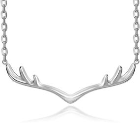 img 4 attached to 🦌 JEWME 925 Sterling Silver Deer Antler Pendant Necklace Collarbone Chain Reindeer Jewelry