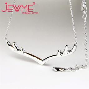 img 3 attached to 🦌 JEWME 925 Sterling Silver Deer Antler Pendant Necklace Collarbone Chain Reindeer Jewelry