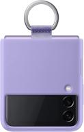 🌸 lavender silicone protective case with ring for samsung galaxy z flip 3 - heavy duty, shockproof, us version logo