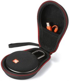 img 4 attached to Durable Travel Case for JBL Clip 2/JBL Clip 3 Portable Bluetooth Speaker - Carrying Storage Bag with USB Cable - Black with Black Lining