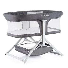 img 3 attached to 👶 Pamo Babe Grey 2-in-1 Bassinet: Quick Foldable Travel Crib & Portable Rocking Bassinet - A Must-Have for On-the-Go Parents!