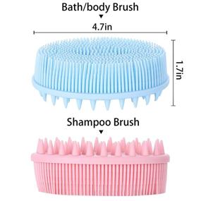 img 3 attached to 🛁 Silicone Body Scrubber - 2 Pack Exfoliating Shower Brush, Wet & Dry Brushing, Softer & Durable than Loofah, Ideal for All Skin Types, Gentle Massage and Fine Cleansing - Blue & Pink