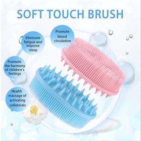 img 2 attached to 🛁 Silicone Body Scrubber - 2 Pack Exfoliating Shower Brush, Wet & Dry Brushing, Softer & Durable than Loofah, Ideal for All Skin Types, Gentle Massage and Fine Cleansing - Blue & Pink