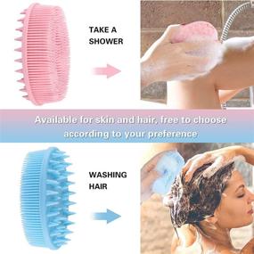 img 1 attached to 🛁 Silicone Body Scrubber - 2 Pack Exfoliating Shower Brush, Wet & Dry Brushing, Softer & Durable than Loofah, Ideal for All Skin Types, Gentle Massage and Fine Cleansing - Blue & Pink