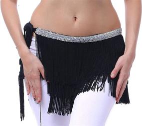 img 1 attached to 🎉 Vibrant Belly Dance Hip Scarf: Fringed & Available in S/M/L/XL/XXL Sizes