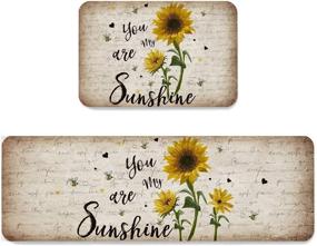 img 4 attached to 🌻 Набор из 2 ковриков для кухни, рустикальный подсолнечник и пчелы, мягкие ковры с подушечками, противоскользящий коврик для области, поглощающий воду декоративный коврик для внутренних помещений - Ты мое солнышко