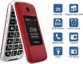 img 2 attached to Ushining 3G разблокированный раскладной телефон с двумя экранами и двумя SIM-картами, простой в использовании раскладной телефон с зарядным док-станцией (красный)