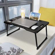 🎧 astoryou portable laptop desk with handle: foldable legs, cup slot, and reading holder for bed/couch: black logo