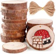 🎄 caydo 20 pcs unfinished wood slices with holes: perfect for home hanging christmas decorations and wedding ornaments - includes 33 feet twine string logo