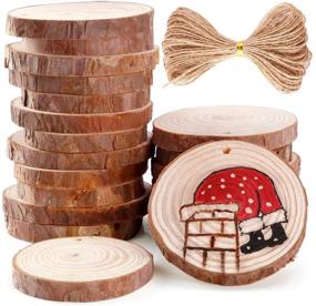 img 4 attached to 🎄 Caydo 20 Pcs Unfinished Wood Slices with Holes: Perfect for Home Hanging Christmas Decorations and Wedding Ornaments - Includes 33 Feet Twine String