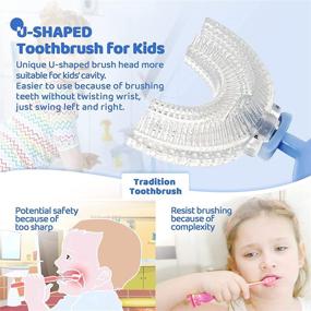 img 3 attached to 🦷 360° Clean Children’s Teeth - Unique U-Shaped Toothbrush for Kids, Toddler Toothbrush Age 2-6, Soft Silicone Bristles, Thoroughly Cleaning Teeth