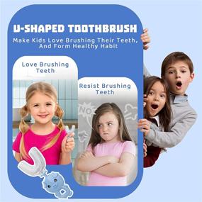 img 2 attached to 🦷 360° Clean Children’s Teeth - Unique U-Shaped Toothbrush for Kids, Toddler Toothbrush Age 2-6, Soft Silicone Bristles, Thoroughly Cleaning Teeth