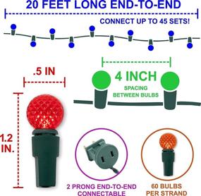 img 3 attached to UL Certified 60 Count LED G12 Globe Christmas Tree Lights, 20ft Green Wire Mini Ball, Indoor Outdoor String Lights (Orange)