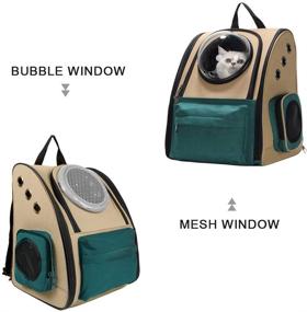 img 1 attached to 🐱 BinetGo Cat Backpack Dog Cat Carrier with Bubble - Ventilated & Breathable Design for Small Dogs Cats - Perfect for Travel, Hiking, Camping - Style 1, Green