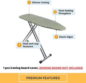 img 2 attached to 🧺 Premium Ironing Board Cover and Pad: Silicone Coated, Extra Heavy Duty Thick Padding, Heat Reflective, Elastic Edge - Standard Size 15x54 inch (Dots Green)