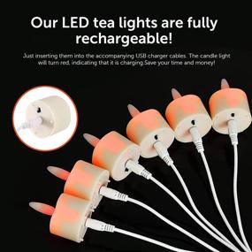 img 2 attached to 🕯️ Enhance Your Home Decor with Rechargeable 3D Wicks Tealights Candle Flameless Flickering - Set of 12, Realistic LED Votive Tea Lights with Remote Control & Timer for Christmas Halloween