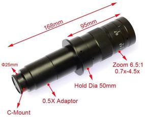 img 2 attached to 🔬 HAYEAR 14MP HDMI HD USB Digital Industry Video Monocular Microscope Camera Set with Large Stereo Table Stand, Zoom C-Mount Lens, and 144 LED Light (180X Zoom Lens)