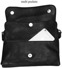 img 1 attached to Stylish Black Crossbody Bag with Multiple Pockets - Sibalasi Women's Skull Purse, Rivet Handbag with Multi-Layered Shoulder Straps