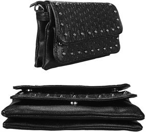 img 2 attached to Stylish Black Crossbody Bag with Multiple Pockets - Sibalasi Women's Skull Purse, Rivet Handbag with Multi-Layered Shoulder Straps