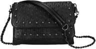 stylish black crossbody bag with multiple pockets - sibalasi women's skull purse, rivet handbag with multi-layered shoulder straps logo