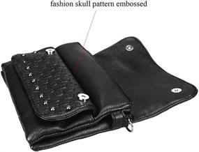 img 3 attached to Stylish Black Crossbody Bag with Multiple Pockets - Sibalasi Women's Skull Purse, Rivet Handbag with Multi-Layered Shoulder Straps