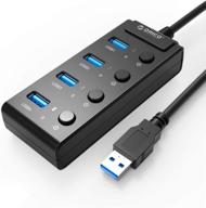 💻 orico 4-портовый usb хаб - usb хаб 3.0 с индивидуальными переключателями и светодиодами для windows, mac, linux, пк и ноутбука - черный логотип