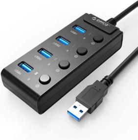 img 4 attached to 💻 ORICO 4-портовый USB хаб - USB хаб 3.0 с индивидуальными переключателями и светодиодами для Windows, Mac, Linux, ПК и ноутбука - Черный