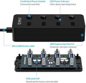 img 2 attached to 💻 ORICO 4-портовый USB хаб - USB хаб 3.0 с индивидуальными переключателями и светодиодами для Windows, Mac, Linux, ПК и ноутбука - Черный