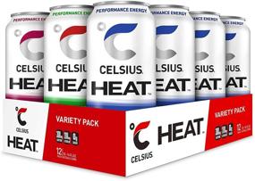 img 4 attached to 🥤 Набор разнообразных энергетических напитков CELSIUS HEAT Performance #1 - 3 вкуса, без сахара, 16 унций (около 473 мл) в банке, 12 штук