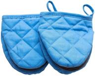 🧤 okindolife мини-рукавицы для духовки: термостойкие маленькие полу-перчатки из силикона с антискользящим покрытием и петлей для подвешивания - синие (5''ш 5.2'' д) логотип