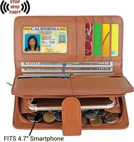 img 2 attached to 👜 High-Capacity UTO Leather Smartphone Handbags & Wallets with RFID Blocking