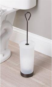 img 2 attached to mDesign Compact Freestanding Toilet Bowl Brush and Holder - Non-Skid, Sturdy, Deep Cleaning - Pack of 2, Frost/Bronze