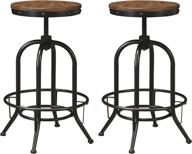 signature design by ashley pinnadel industrial adjustable height swivel 🪑 barstool, set of 2, brown: stylish and functional barstools for any space логотип