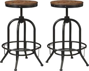 img 4 attached to Signature Design by Ashley Pinnadel Industrial Adjustable Height Swivel 🪑 Barstool, Set of 2, Brown: Stylish and Functional Barstools for any Space