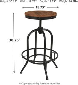 img 2 attached to Signature Design by Ashley Pinnadel Industrial Adjustable Height Swivel 🪑 Barstool, Set of 2, Brown: Stylish and Functional Barstools for any Space