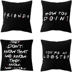 img 4 attached to 🛋️ Set of 4 Friends TV Show Pattern Throw Pillow Covers, 18x18 Inch, Classic Printed Polyester Sofa Cushion Cases with Enhanced SEO