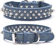 🐶 dark blue s adjustable studded dog collar: microfiber leather spiked puppy collars for small, medium and large dogs & cats, anti-bite pet collar logo