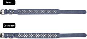 img 2 attached to 🐶 Dark Blue S Adjustable Studded Dog Collar: Microfiber Leather Spiked Puppy Collars for Small, Medium and Large Dogs & Cats, Anti-Bite Pet Collar