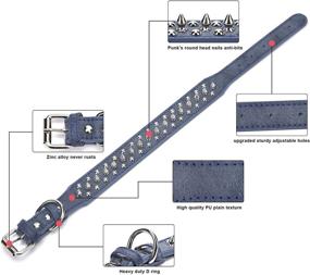 img 3 attached to 🐶 Dark Blue S Adjustable Studded Dog Collar: Microfiber Leather Spiked Puppy Collars for Small, Medium and Large Dogs & Cats, Anti-Bite Pet Collar