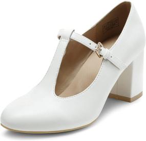 img 4 attached to DREAM PAIRS Chunky T Strap Wedding Women's Shoes in Pumps