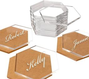 img 4 attached to Hexagon Clear Acrylic Place Cards - 20pcs for Wedding, Banquet & Party Seating