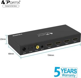 img 3 attached to 🔀 Portta 4-Port HDMI Switcher Box v1.3 with Remote Control, Stereo Audio Optical TOSLINK and Digital Coaxial Out, Support 3D HDCP 1080P for HDTV/PS3 PS4/Xbox/Blu-ray/DVD/STB/PC (4 in 1 Out)