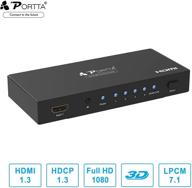 🔀 portta 4-port hdmi switcher box v1.3 with remote control, stereo audio optical toslink and digital coaxial out, support 3d hdcp 1080p for hdtv/ps3 ps4/xbox/blu-ray/dvd/stb/pc (4 in 1 out) logo