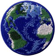 🌍 blue earth planet embroidered badge patch - iron on & sew on for worldwide exploration logo