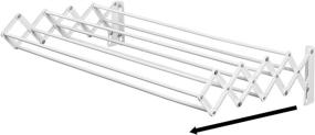 img 1 attached to mDesign Compact Metal Wall Mount Expandable Clothes Drying Rack - 8 Hanging Bars - Laundry Room, Bathroom, Utility Area - Foldable, Retractable, White