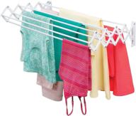 mdesign compact metal wall mount expandable clothes drying rack - 8 hanging bars - laundry room, bathroom, utility area - foldable, retractable, white logo